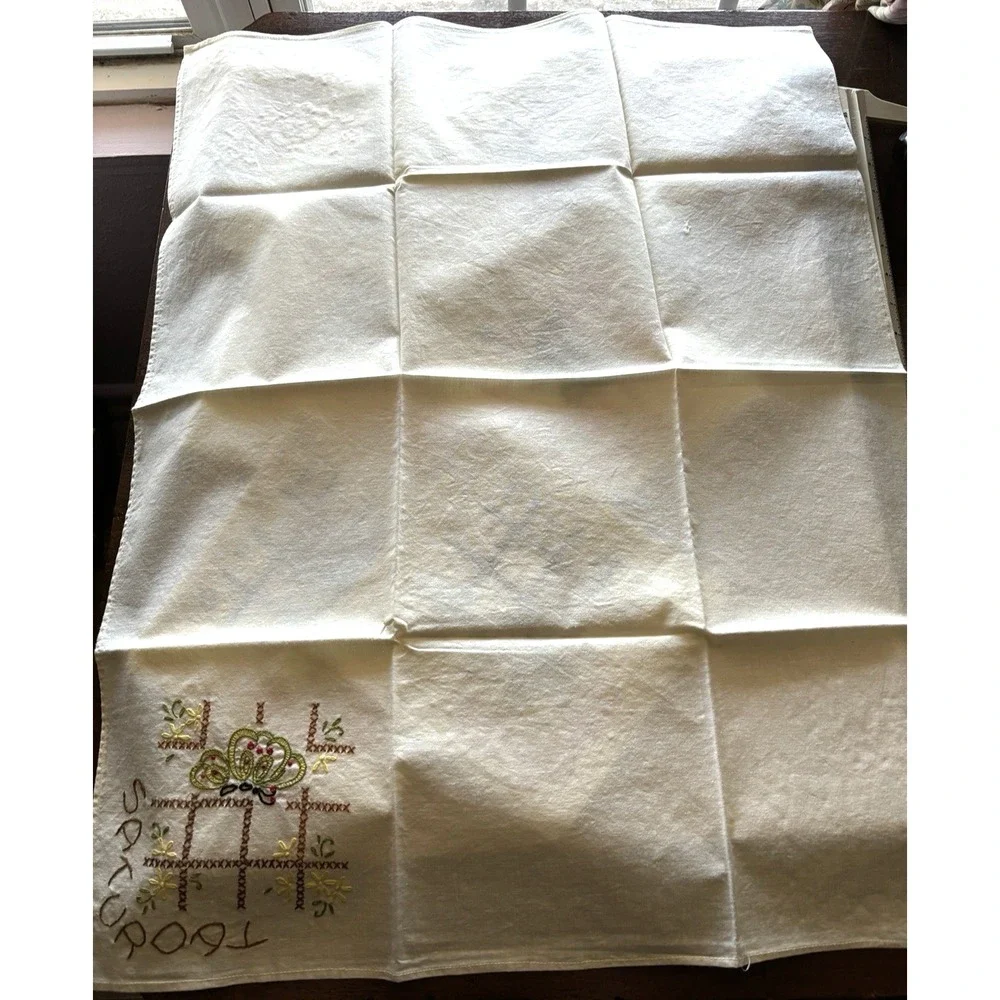 Vtg Days of the Week Kitchen Towels Sunday-Saturday Butterfly Hand Embroidered